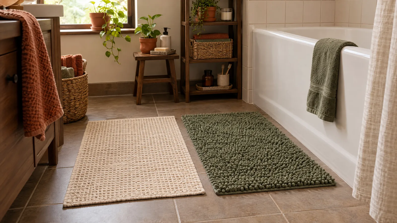 Cotton vs Microfiber Bath Mats